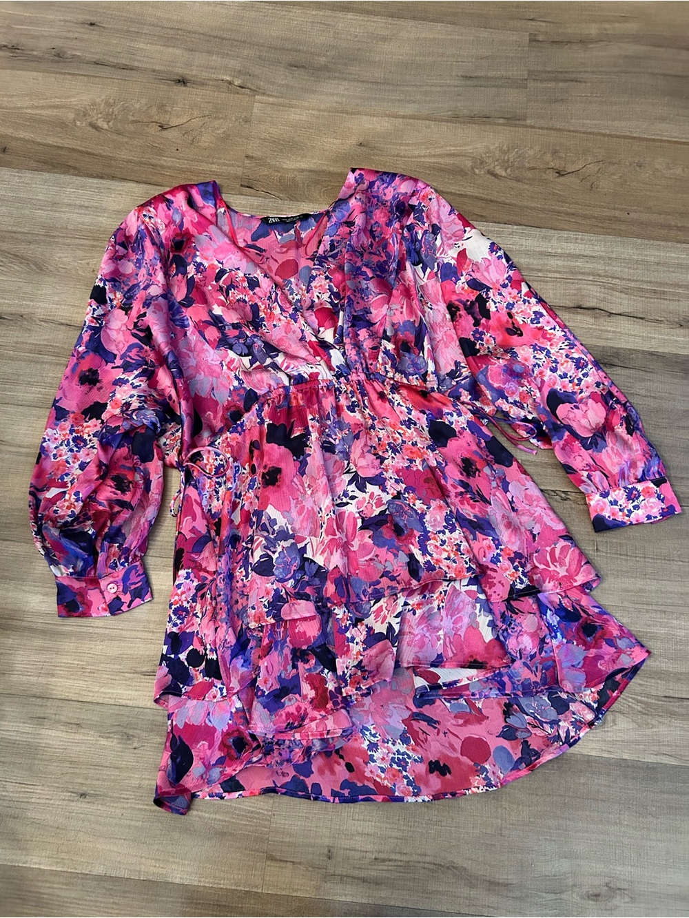 Zara Pink Floral Silky Dress